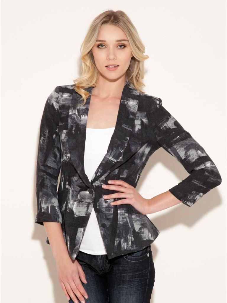 Guess Lisa Printed Brushstroke Print Blazer Jacket