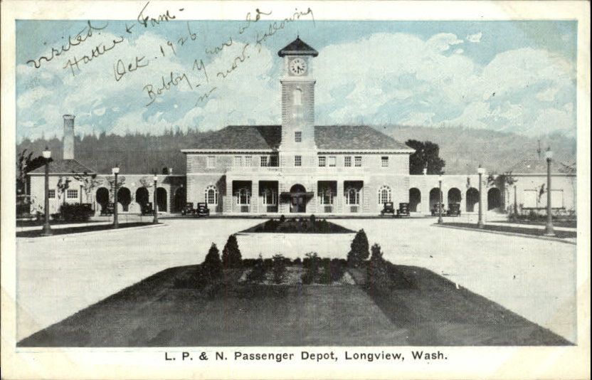 Longview WA RR Train Station Postcard