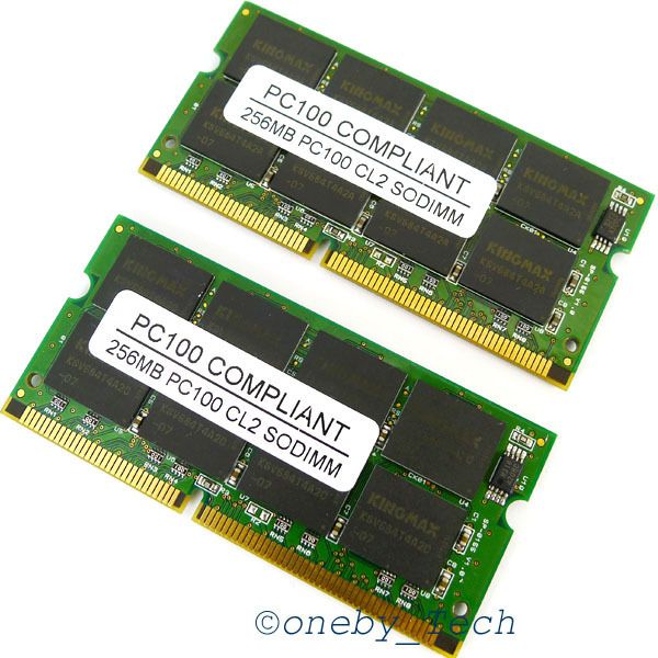 2x256MB PC100 100MHz 144pin SODIMM Laptop Memory Low Density