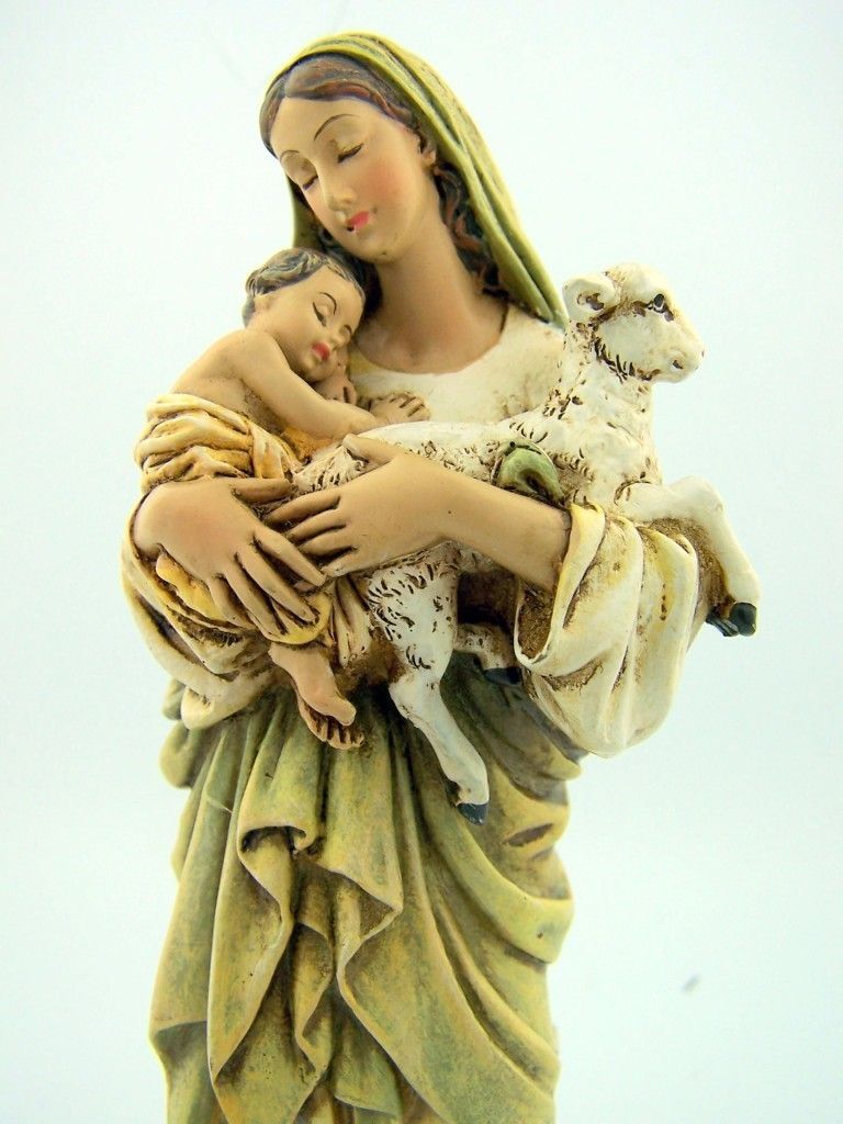 Virgin Mary Baby Infant Christ Jesus Lamb Statue NR