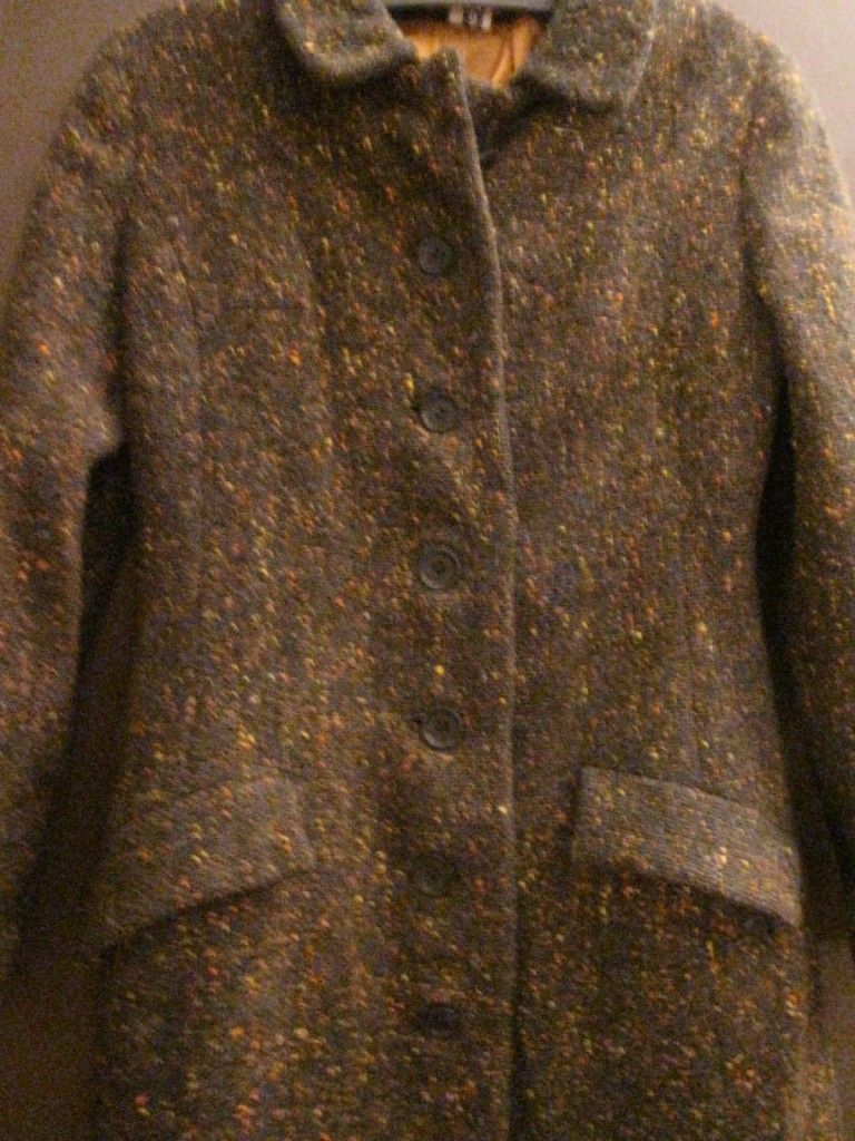 Vintage Handwoven Irish Tweed Donegal Coat in Olive Green by Rose