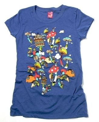 Loyal Army Mushroom Village Junior T Shirt Navy Blue