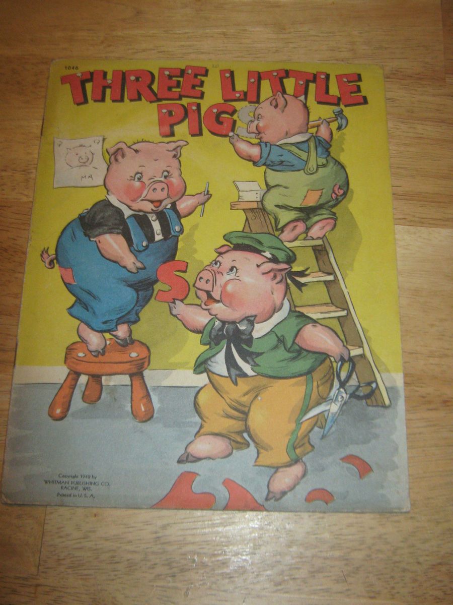 Vtg Chidrens Book Three Little Pigs Copyright 1942 Whitman Publishing