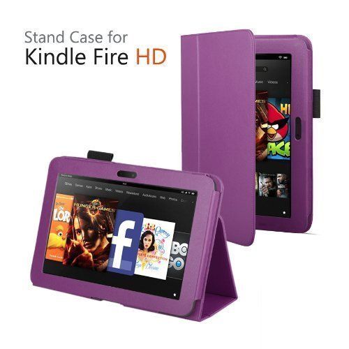Leather Stand Case for  Kindle Fire HD 7 Tablet Purple