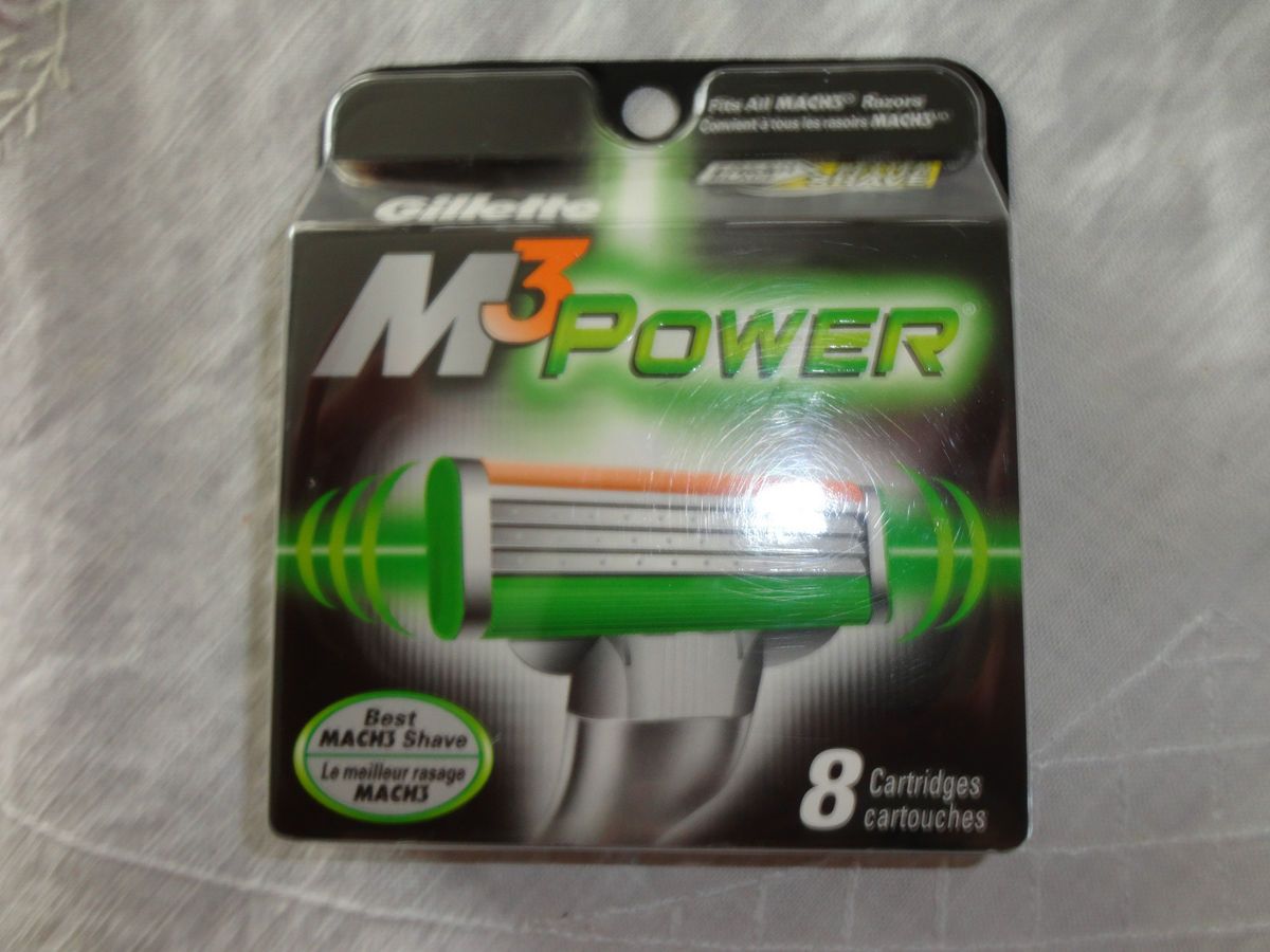 Mens Gillette Mach3 Power cartridges 8 count New Fits all Mach3 razors