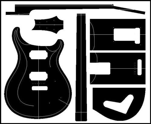 Vinyl Guitar Template Custom 22 Adhesive Blueprint