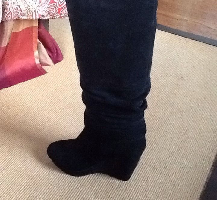 Madison Harding Black Suede Wedge Boot Size 7