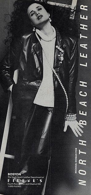1984 North Beach Leather Jacket Andie MacDowell Magazine Ad on PopScreen