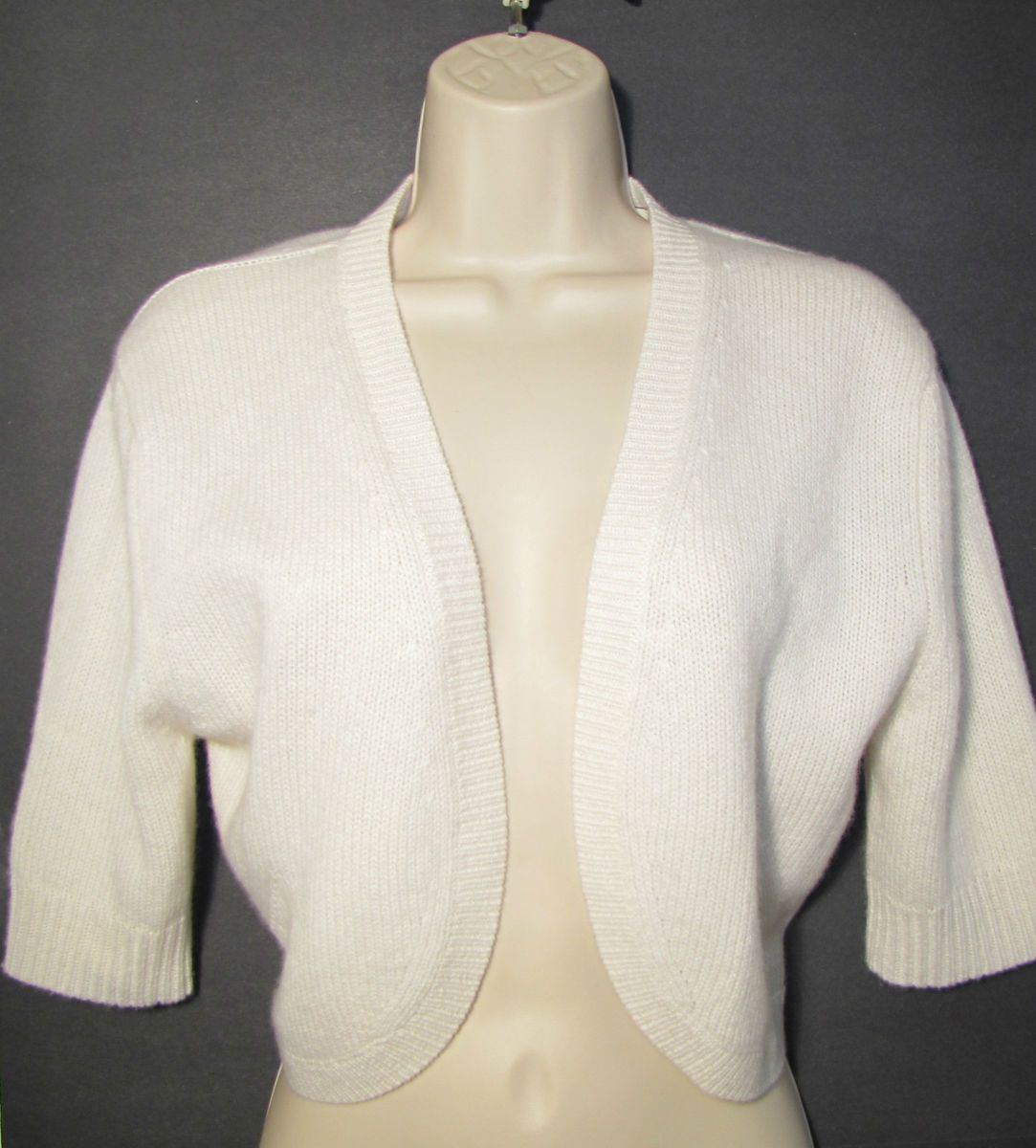 New WT  Size L 100 Cashmere Shrug Cardigan White