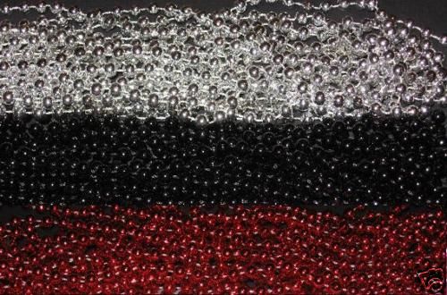 Dozen 72 Lot Red Black Silver Mardi Gras Beads