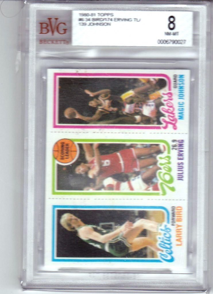 1980 81 Topps 6 Larry Bird Julius Erving Magic Johnson RC Rookie BVG 8