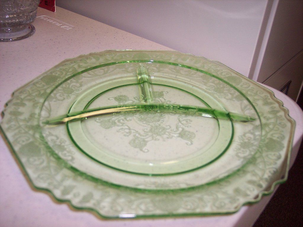 Hazel Atlas Green Florentine 1 Grill Plate 10