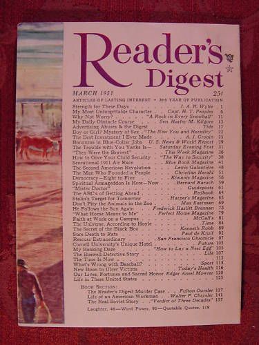 Readers Digest March 1951 Max Eastman A J Cronin