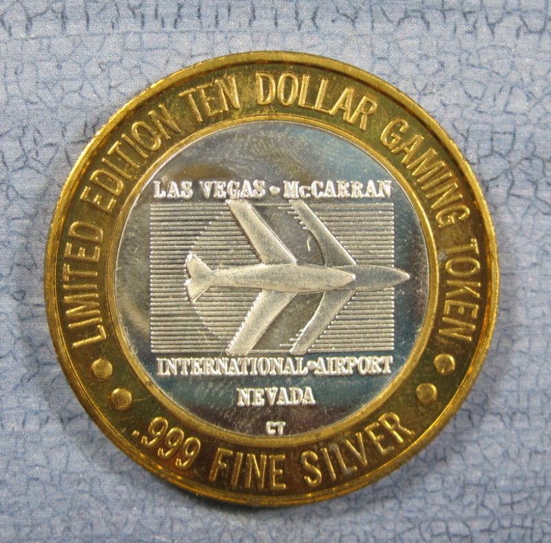 McCarran Airport Slots Silver $10 Gaming Token C 822