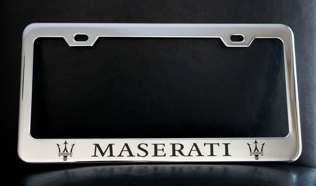 Maserati License Plate Frame Custom Made of Chrome