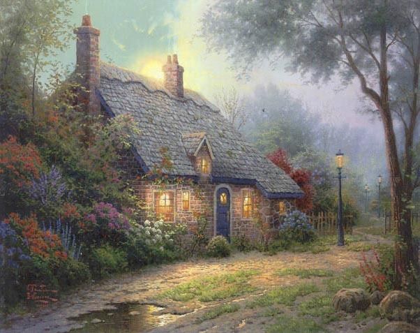 Thomas Kinkade Moonlight Cottage Signed Lithograph Art