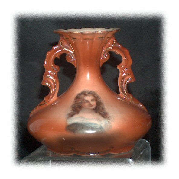 Vintage Austria Brown Victorian Porcelain Portrait Vase