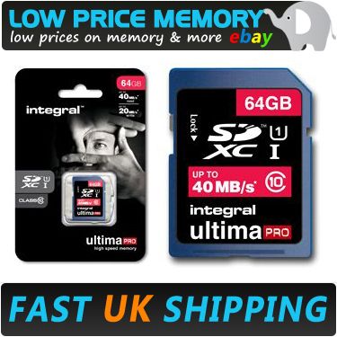 Integral 64GB Ultima Pro SDXC Memory Card 40MB s SD SDHC Class 10 UHS