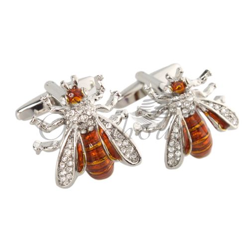 Funny Lovely Bees Shape Cufflinks Mens Dress Shirt Cuff Links