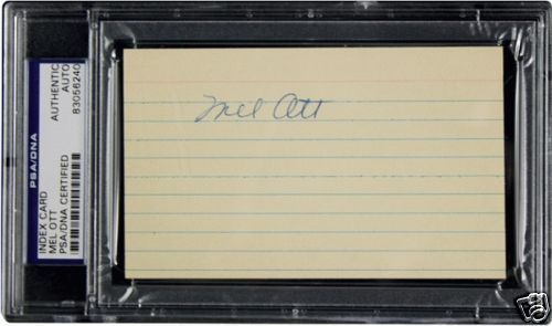 Mel Ott Signed Index Card Auto PSA DNA