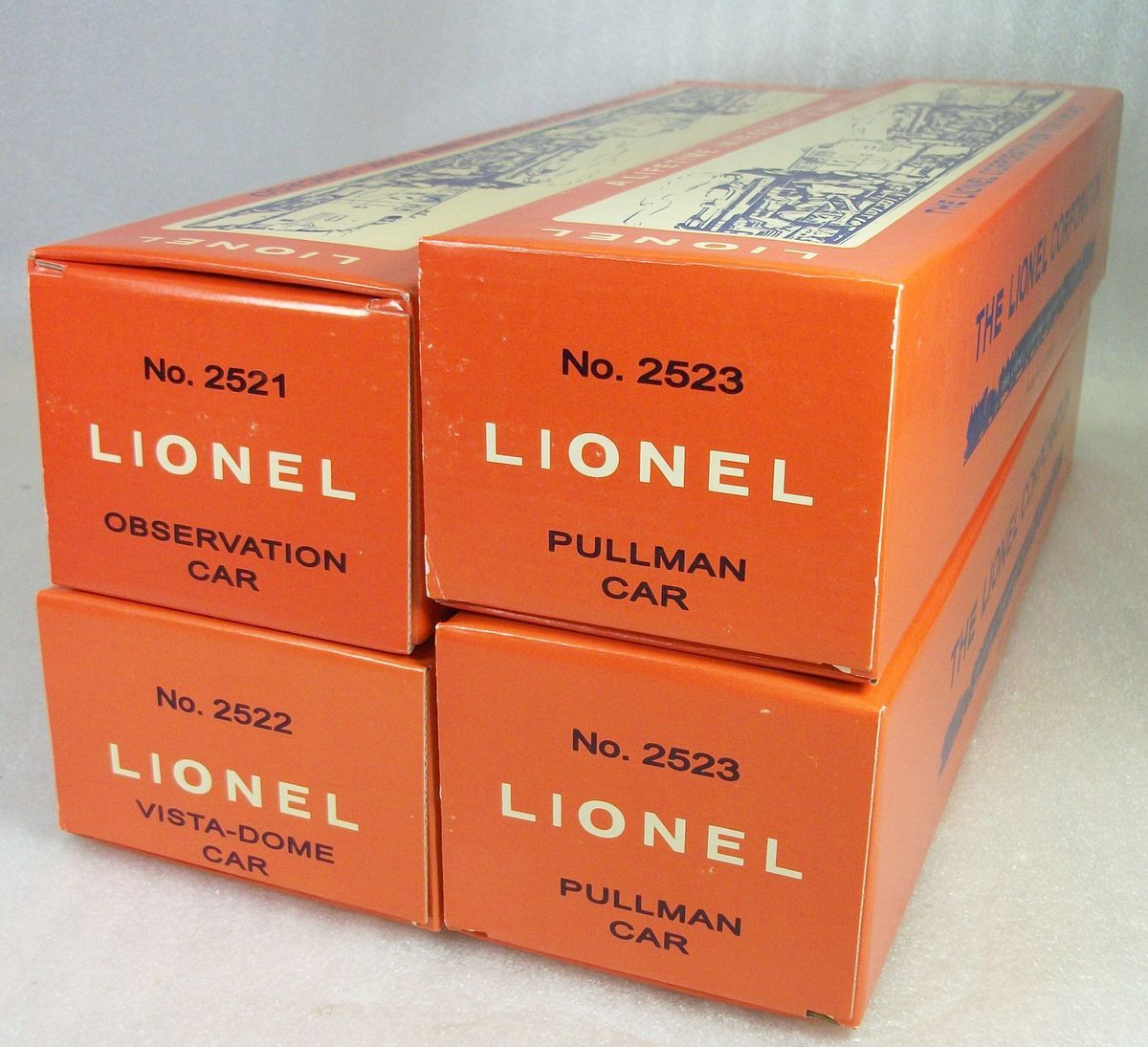 LIONEL POSTWAR REPRO PRESIDENTIAL PASSENGER CAR PICTURE BOXES 2521, 22