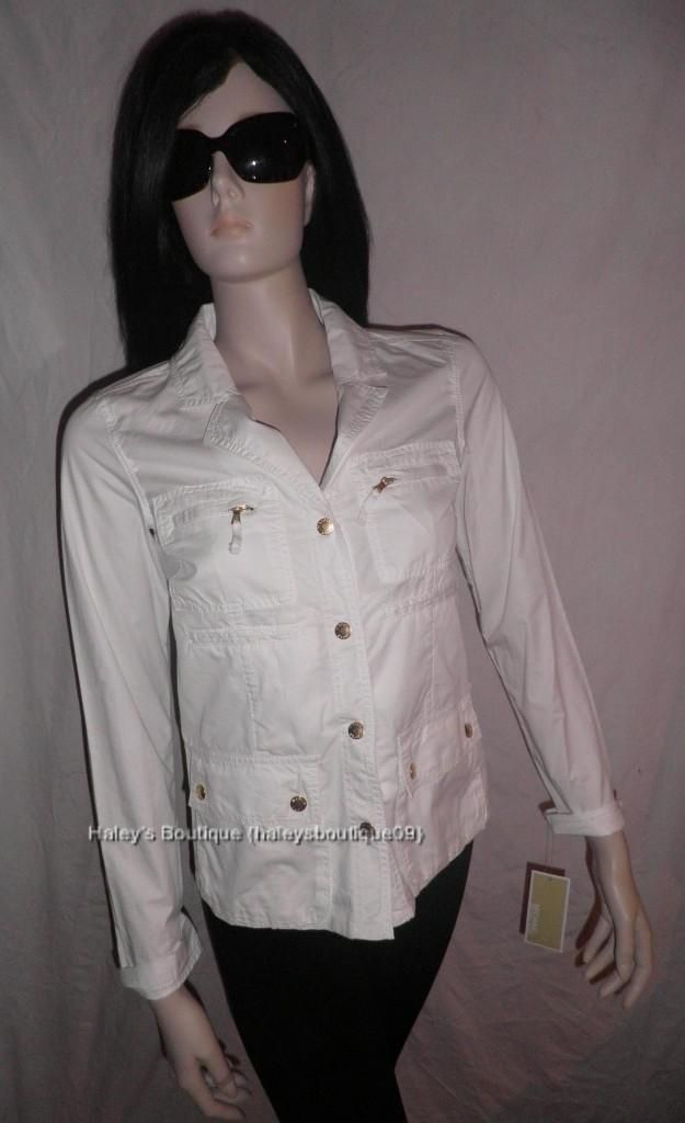 New Michael Kors Petite White Cotton Jacket Size XS XP