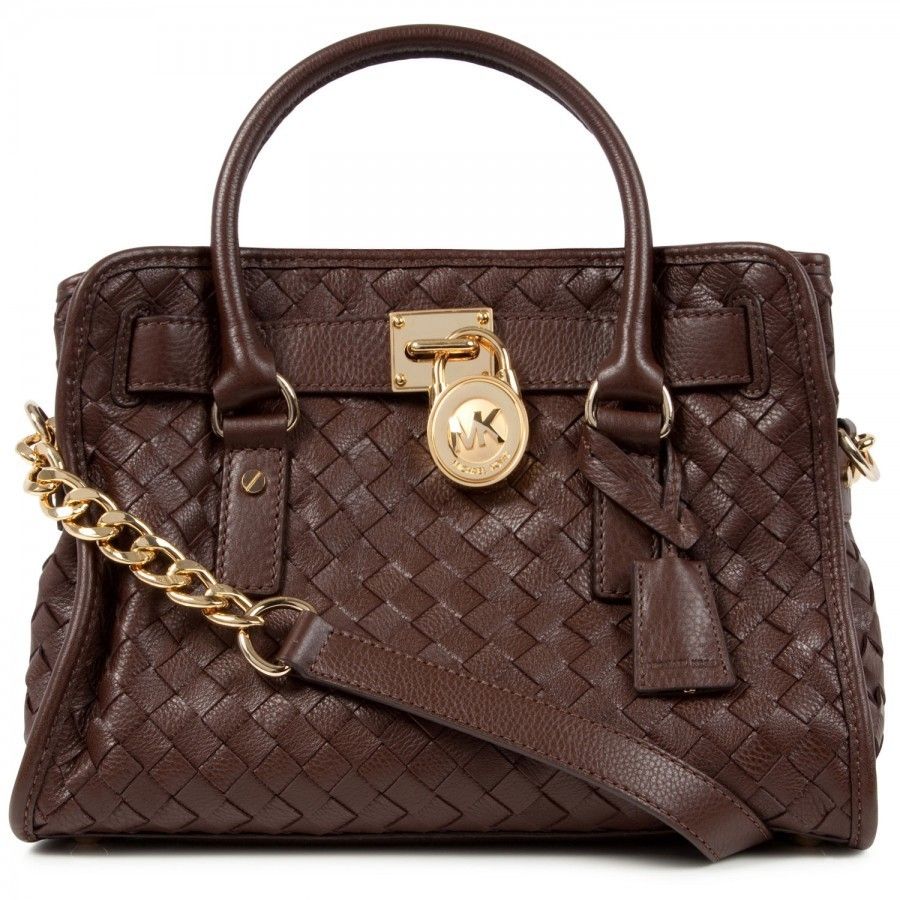 Michael Kors Woven Hamilton Small E w Satchel Mocha