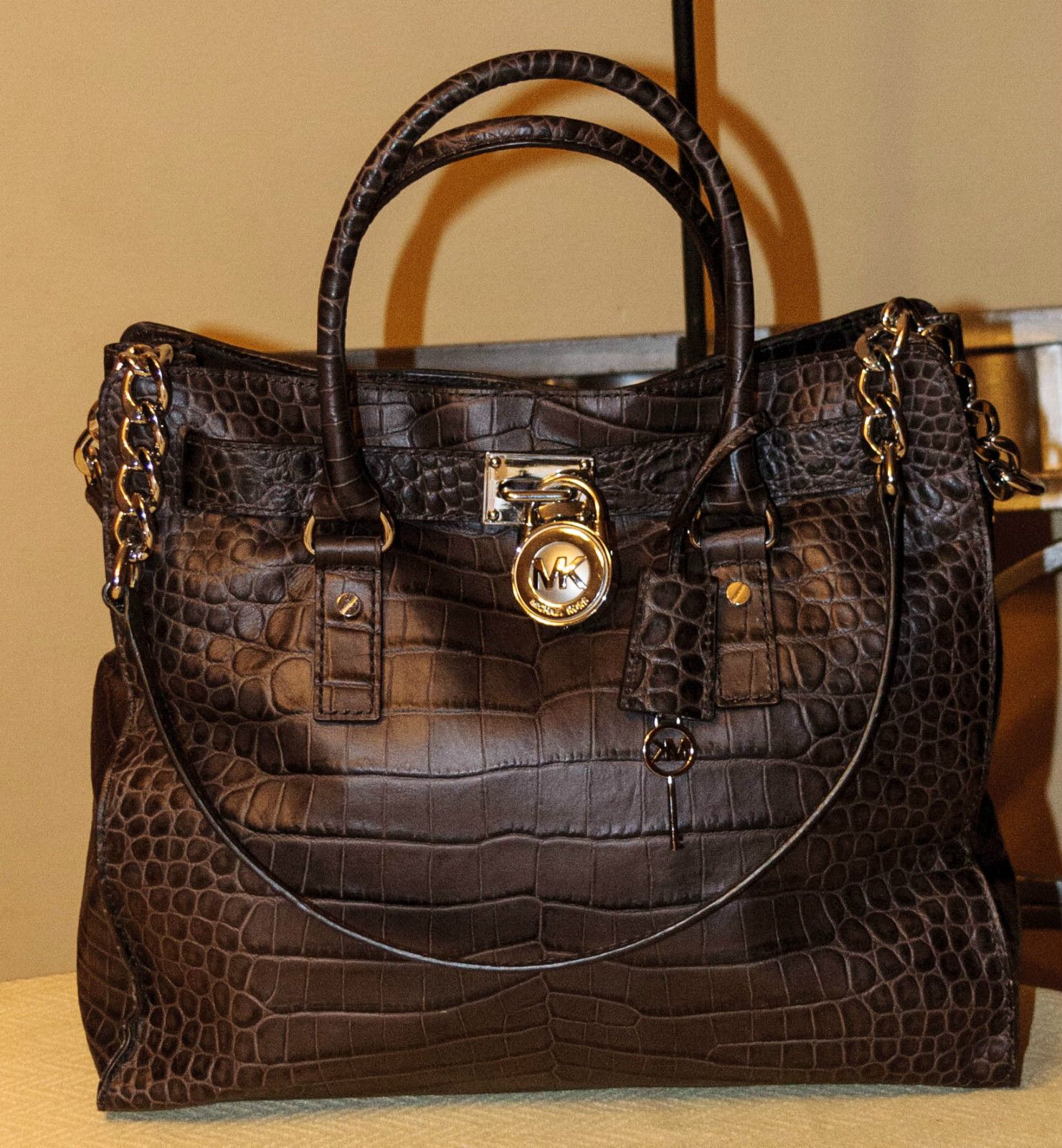 Michael Michael Kors Handbag Hamilton Croc Embossed Tote