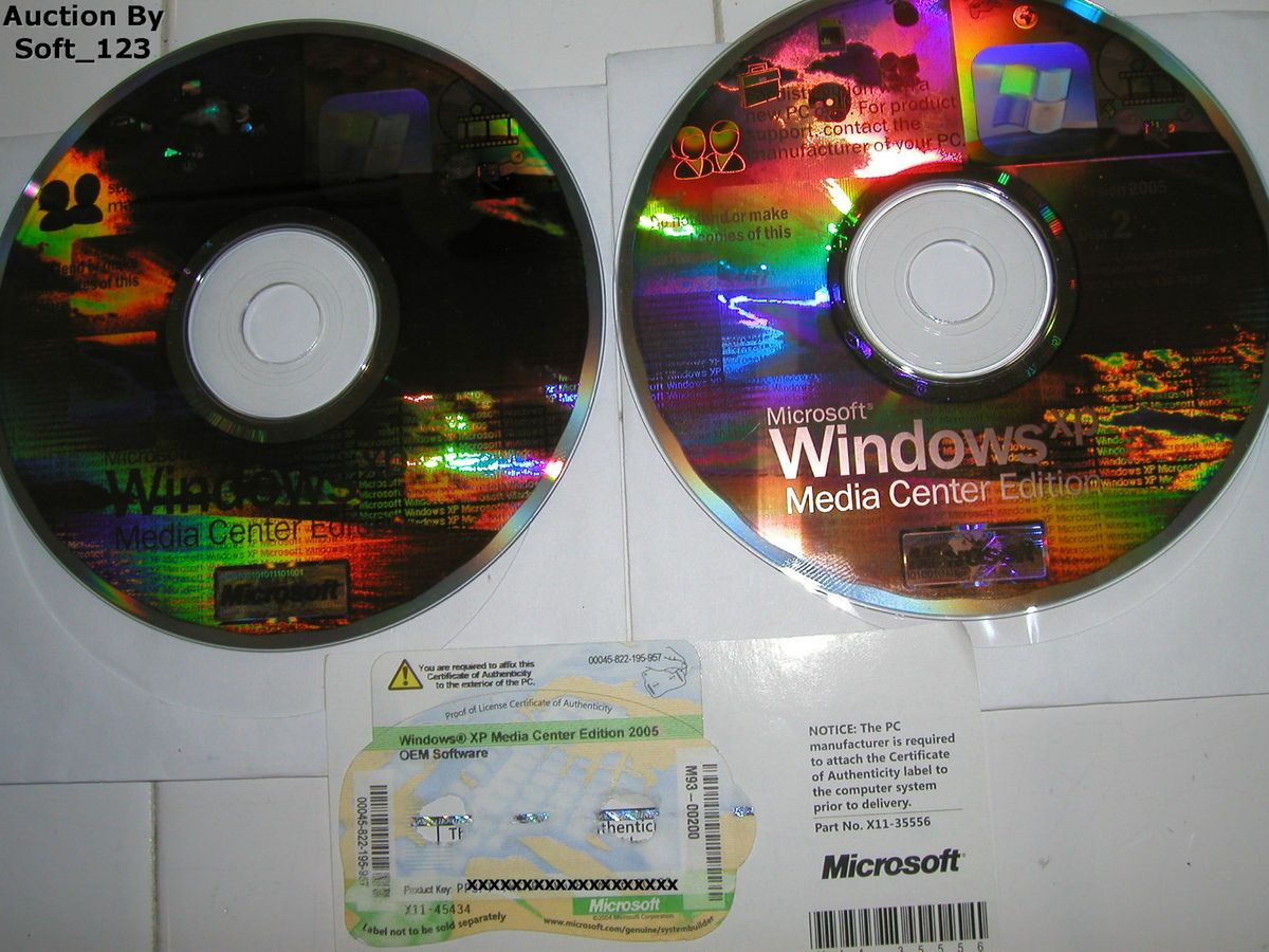 Microsoft Windows XP Media Center Edition 2005 w SP2 P N M93 00200 New