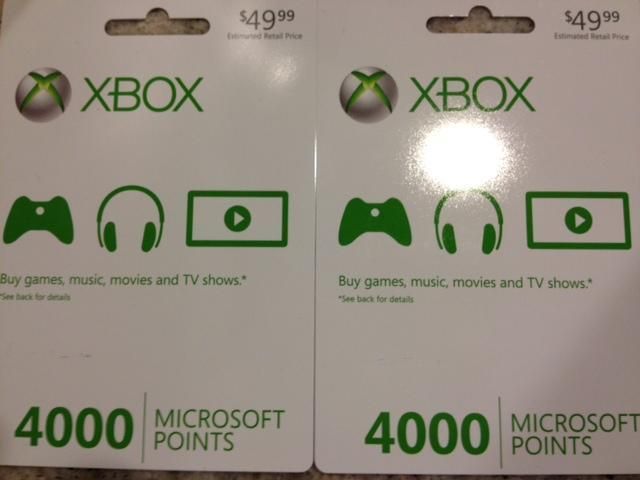 2X Microsoft Xbox 360 4000 Points Card