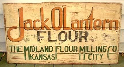 Jack O Lantern Flour Kansas City Midland Flour Mill Primitive Wood