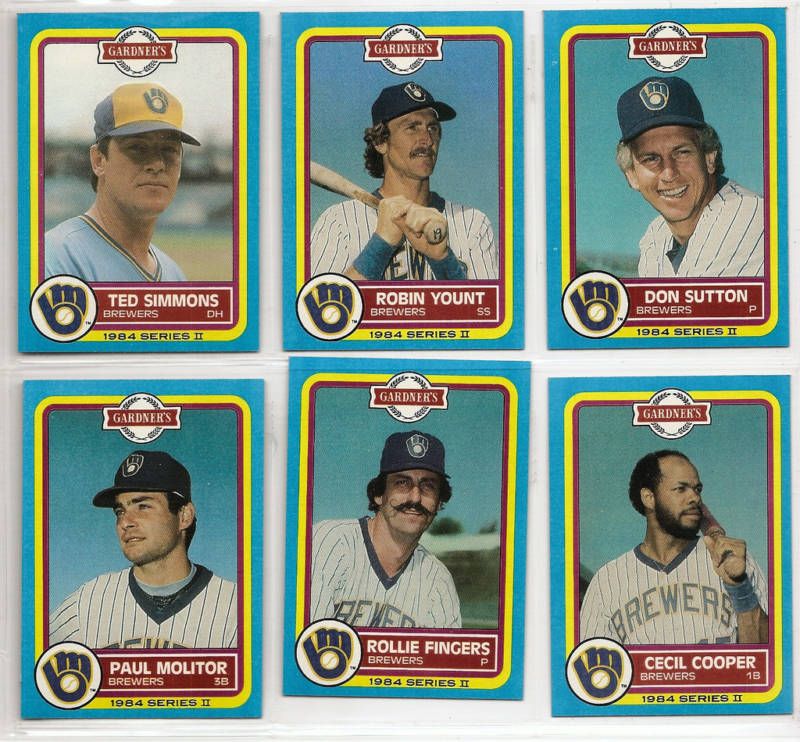 1984 Gardner Bread Milwaukee Brewers 22 Card Set Yount