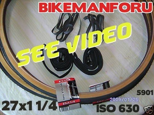 Bicycle 27x1 1/4 Gumwall 2 Tire 2 Tube 2RimStrip Kenda