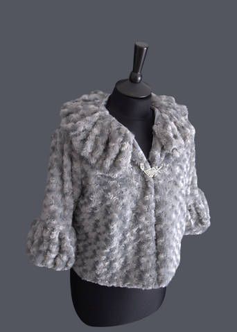 FAUX FUR BOLERO SHRUG VINTAGE WEDDING BRIDAL EVENING 20s 40s 8 16