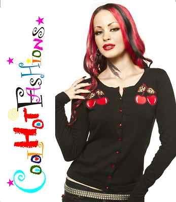 Cherry Black Cardigan top Punk Rockabilly Sailor Pinup Vintage 50s