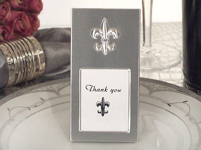 100 WEDDING FAVORS SILVER FLEUR DE LIS PHOTO PICTURE FRAMES 4.5 X 2.5