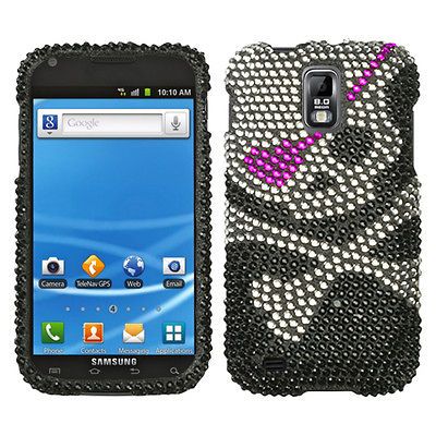 MOBILE SAMSUNG GALAXY S2 T989 RHINESTONE HARD CASE SKULL