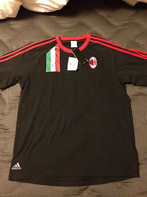 Adidas FC AC Milan Soccer Italy AC Milan Training Tee Black Mens Size