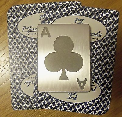 Steel, Poker Card Protector, Card Guard, Paper Weight, Ace of CLUBS