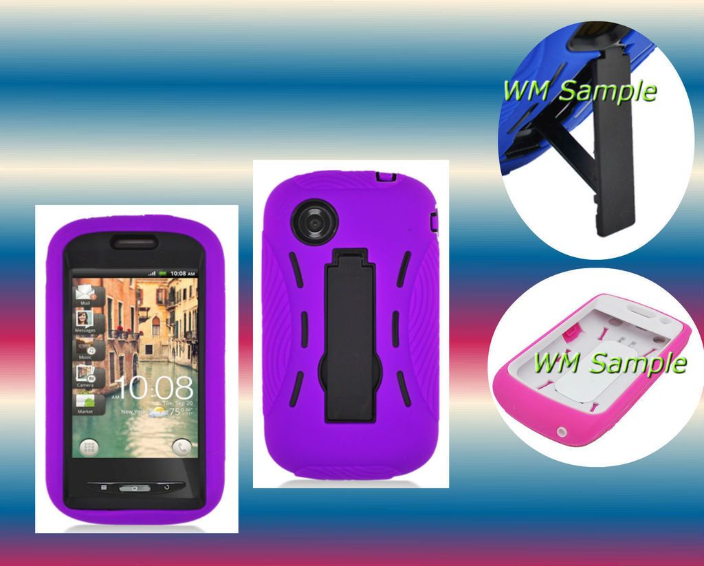 Purple/Bk Hybrid KickStand TracFone/Net10 ZTE Merit 990G/Avail Grip