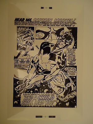 LARGE ACETATE GIL KANE & DAN ADKINS ART CAPTAIN MARVEL # 17 PG. 1 st