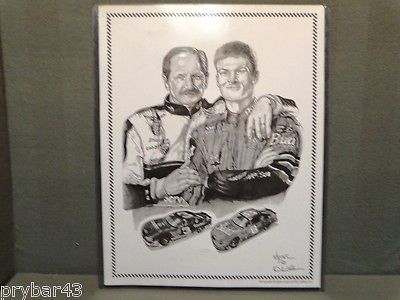 EARNHARDT SR AND DALE EARNHARDT JR PICTURE FATHER SON PRINT ADKINS ART