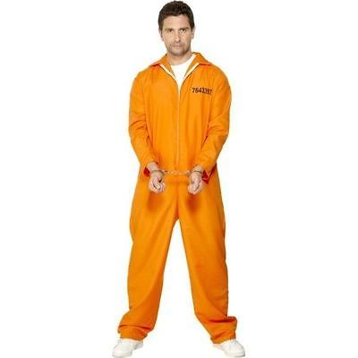 Adults Escaped Prisoner/Convi ct Fancy Dress Costume   L