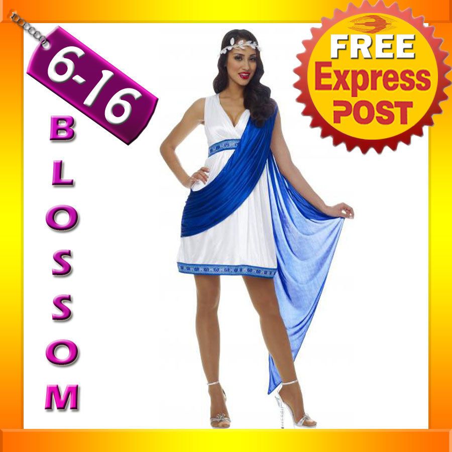 Roman Empress Toga Robe Greek Goddess Fancy Dress Halloween Costume