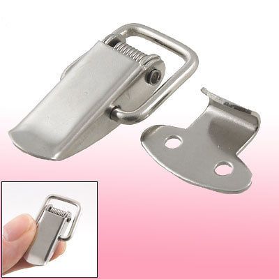 Silver Tone Metal Toggle Draw Latch Straight Loop Catch w Strike