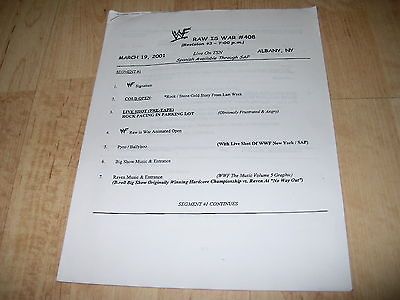 RAW is WAR #408 Wrestling Script Albany NY 3/19/01 Rock/Austin/Be noit