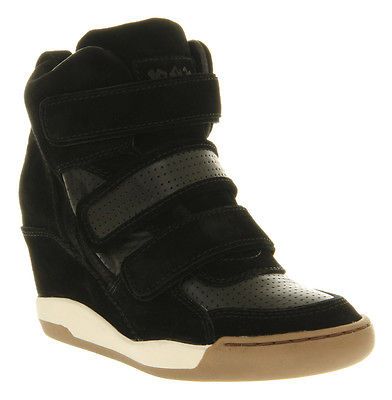 Womens Ash Alex Wedge Sneaker Black Suede Lthr Boots