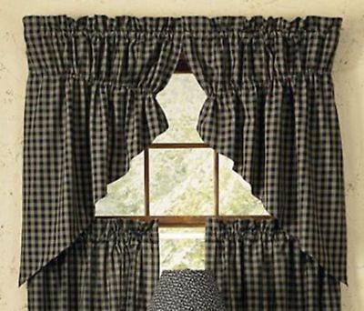 Park Designs Sturbridge Black 36 Lined Prairie Curtains / Gathered