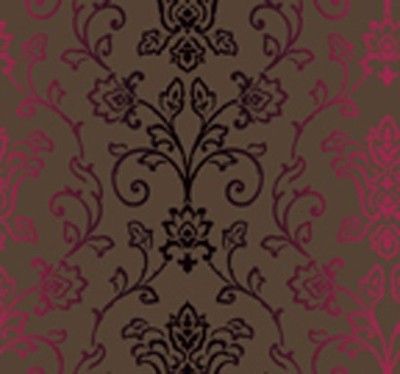 Wallpaper Hot Pink Black Fuschia Modern Trellis Damask Stripe on