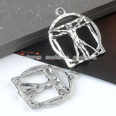 15x Retro Silvery Leonardo Da Vincis Vitruvian Man Charms Pendant